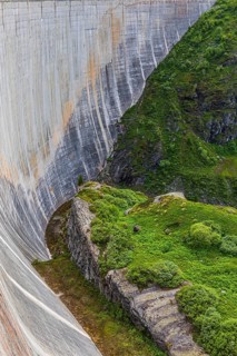Concrete dam wall of the Moiry dam, near Grimentz, Val d'Anniviers, Valais Alps, Canton Valais,
