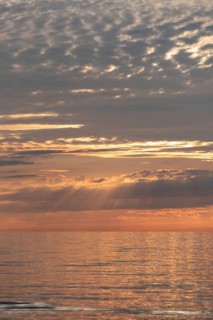 Sunset at the Baltic Sea, sunbeams, Dierhagen, Mecklenburg-Western Pomerania, Germany, Europe