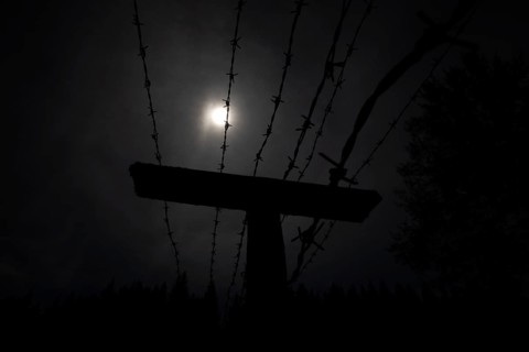Remnant of the Iron Curtain, border, barbed wire, symbol of a dark age, communism, between the