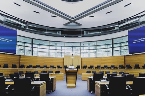 Courtroom at the International Tribunal for the Law of the Sea, photographed in Hamburg, 26 July