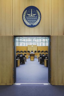 Courtroom at the International Tribunal for the Law of the Sea, photographed in Hamburg, 26 July