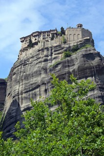 Monastery of St. Varlaam, situated at the top of a rocky precipice, part of the Meteora complex in