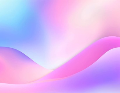 Abstract pastel gradient with fluid waves in pink and blue tones, creating a soft and dreamy