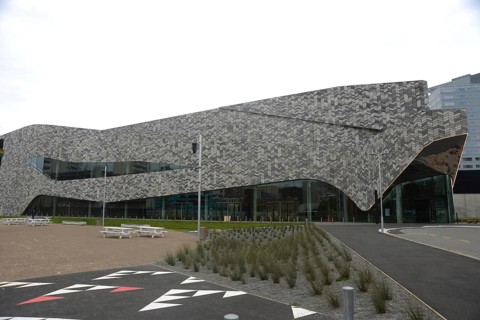 CHRISTCHURCH, NEW ZEALAND, FEBRUARY 24, 2022: The Christchurch conference Centre, Te Pae, dominates