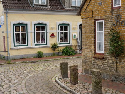 A quiet old town area with traditional houses and cobbled streets, Maasholm, Schleswig-Holstein,