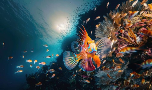 Triggerfish in the water nature background AI generated