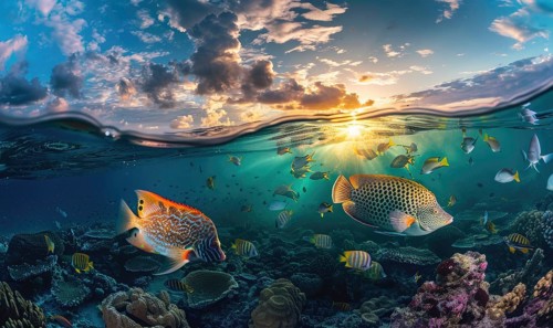 Triggerfish in the water nature background AI generated