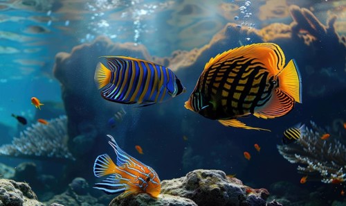Royal angelfish in the water closeup view AI generated