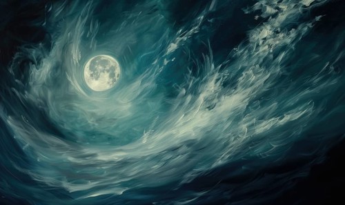 Painting of a moonlit night sky with wispy altostratus clouds AI generated