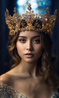 Portrait of beautiful young woman in crown. Luxury makeup and hairstyle. ai generative, AI