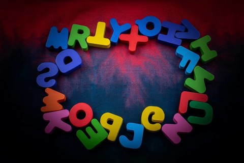 Colorful Letters of Alphabet made of wood