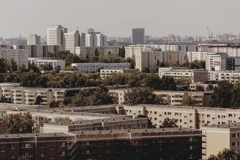 Blocks of flats, photographed in Berlin, 07/08/2024