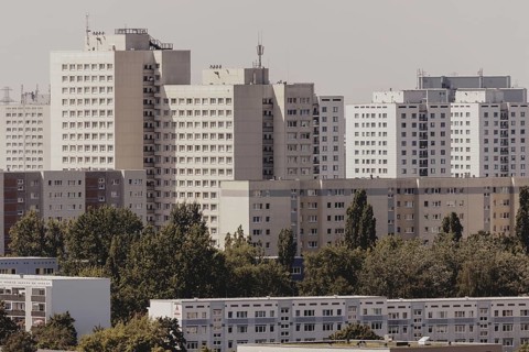 Blocks of flats, photographed in Berlin, 07/08/2024
