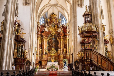 Church ('Piaristenkirche Unsere liebe Frau') in the historic old town of Krems an der Donau,