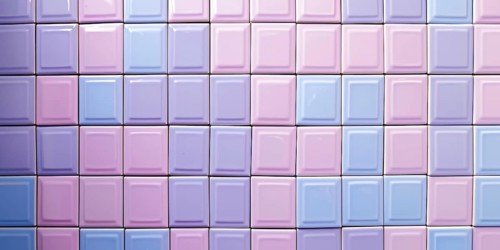 Banner with small pastel violet and pink colored tiles. Generative Ai, AI generated