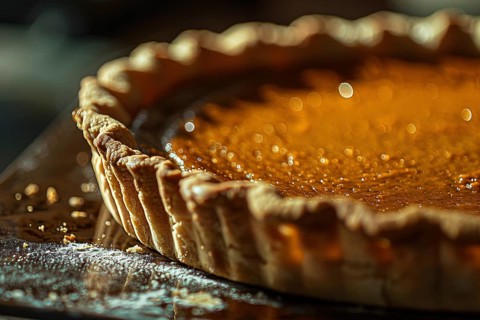 Close up of crust of pumpkin pie. Generative Ai, AI generated