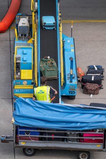 Amsterdam Schiphol Airport, loading baggage onto a plane, Boeing 737, Netherlands