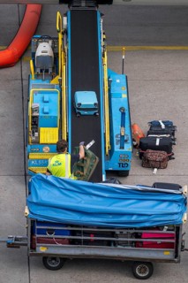 Amsterdam Schiphol Airport, loading baggage onto a plane, Boeing 737, Netherlands