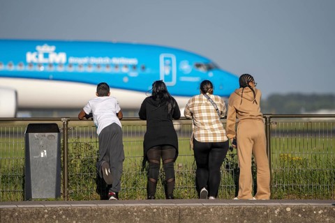 KLM aircraft after landing at Amsterdam Schiphol Airport, Polderbaan, 18R/36L, spotter spot,