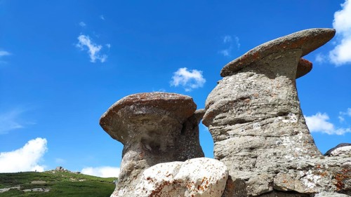 Babele (grandmothers) rock formations, Bucegi National Park, Southern Carpathians, Romania, Europe