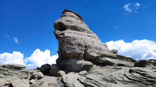 Sphinx stone formation, Bucegi National Park, Southern Carpathians, Romania, Europe