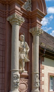 Figure with sabre at the entrance to Corvey Castle, also Corvey Monastery, UNESCO World Heritage