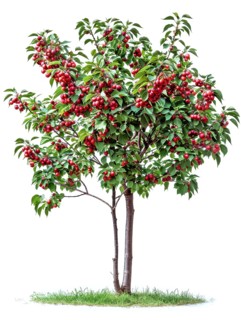 An apple tree with abundant ripe red apples and lush green leaves, AI generated