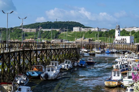 Scarborough Lighthouse and Harbour, Vincent Pier, Scarborough, North Yorkshire, England, United