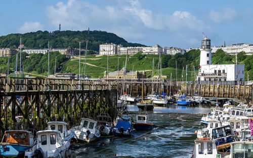 Scarborough Lighthouse and Harbour, Vincent Pier, Scarborough, North Yorkshire, England, United