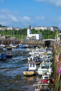 Scarborough Lighthouse and Harbour, Vincent Pier, Scarborough, North Yorkshire, England, United
