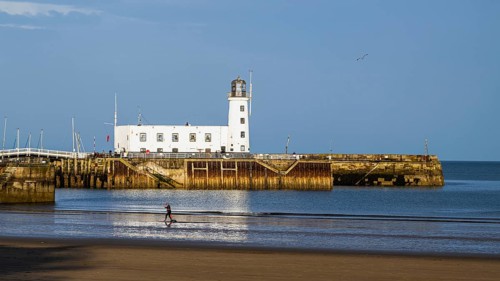 Scarborough Lighthouse and Harbour, Vincent Pier, Scarborough, North Yorkshire, England, United