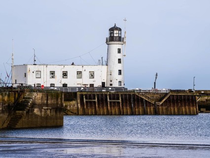 Scarborough Lighthouse and Harbour, Vincent Pier, Scarborough, North Yorkshire, England, United