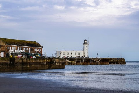 Scarborough Lighthouse and Harbour, Vincent Pier, Scarborough, North Yorkshire, England, United