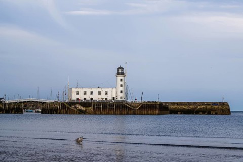 Scarborough Lighthouse and Harbour, Vincent Pier, Scarborough, North Yorkshire, England, United