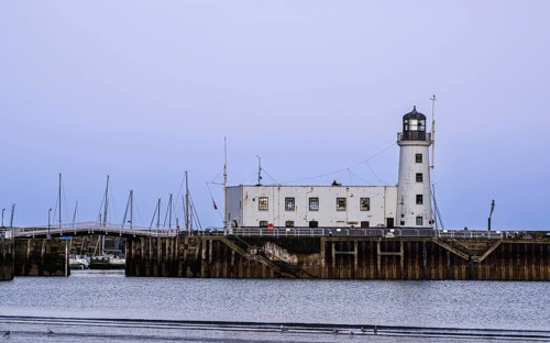 Scarborough Lighthouse and Harbour, Vincent Pier, Scarborough, North Yorkshire, England, United