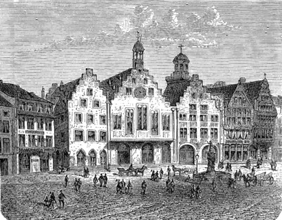 The Römer in Frankfurt, Hesse, Germany, in 1890, Historical, digital reproduction of an original
