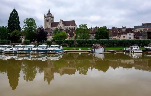 Old town of Dole with Notre-Dame collegiate church, town of Dole, Burgundy-Franche-Comté, France,