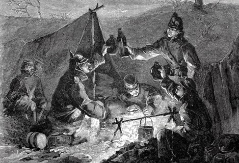 On New Year's morning 1871 in front of Paris, Franco-Prussian War, Soldiers drink to the New Year,