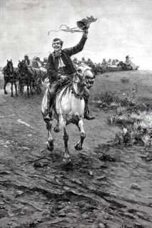 Wedding rider in Poland, leading the bridal procession, 1890, Historical, digital reproduction of
