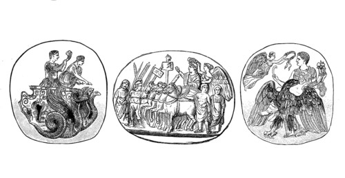 Gems, seal stones, here with depiction of the triumphal procession of Constantine, Claudius and