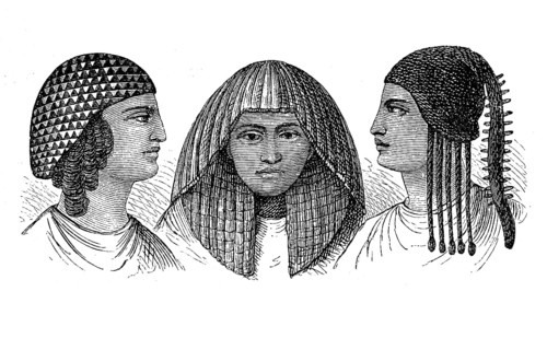 Hair costumes in ancient Egypt, illustration from 1880, historical, digital reproduction of an