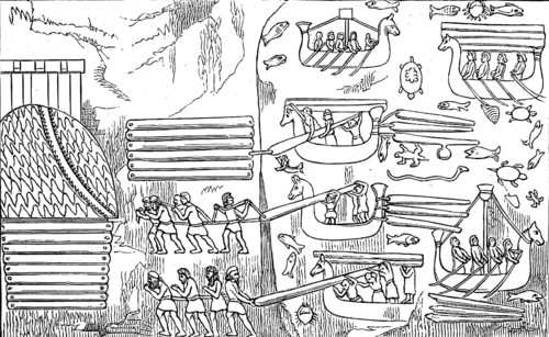 Assyrian warriors, naval operations, Assyria, Assyrian Empire, ca 800 BC, Illustration from 1890,