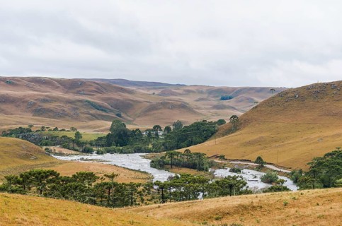 Beautiful view of the Silveira River in the State of Rio Grande do Sul, Brazil, South America