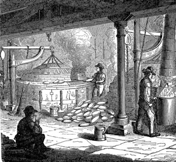 Drift hearth, process in the smelter to separate gold and silver from added base metals,