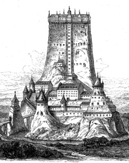 Fleckenstein Castle in Alsace, France, in 1890, Historical, digital reproduction of an original
