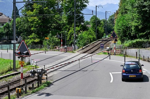 Barriere railway crossing, Interlaken, Switzerland, Europe