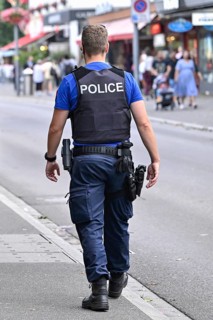 Policeman back label Police