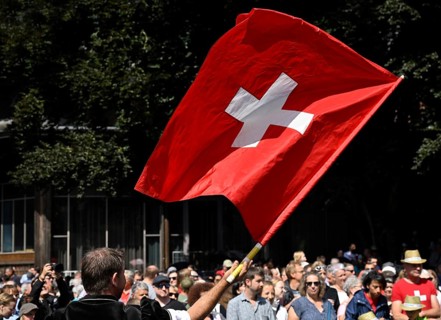 Flag waving Swiss flag
