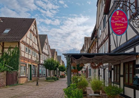 Münchhausenstadt Bodenwerder, Grosse Strasse in the historic old town, with half-timbered houses