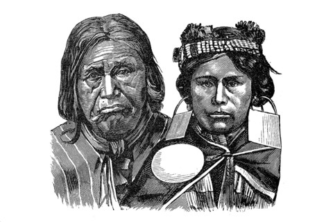 Man and woman from the Araucanian tribe, Indian tribe in the south of Chile, Araucania, Historical,